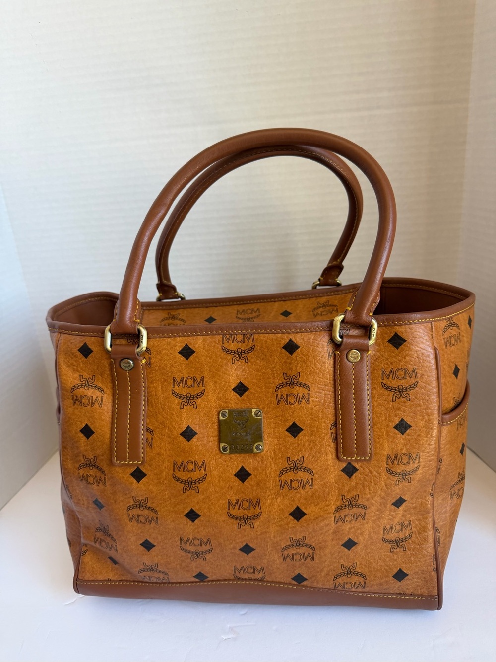 MCM Brown Monogrammed Visetos Shoppers Tote